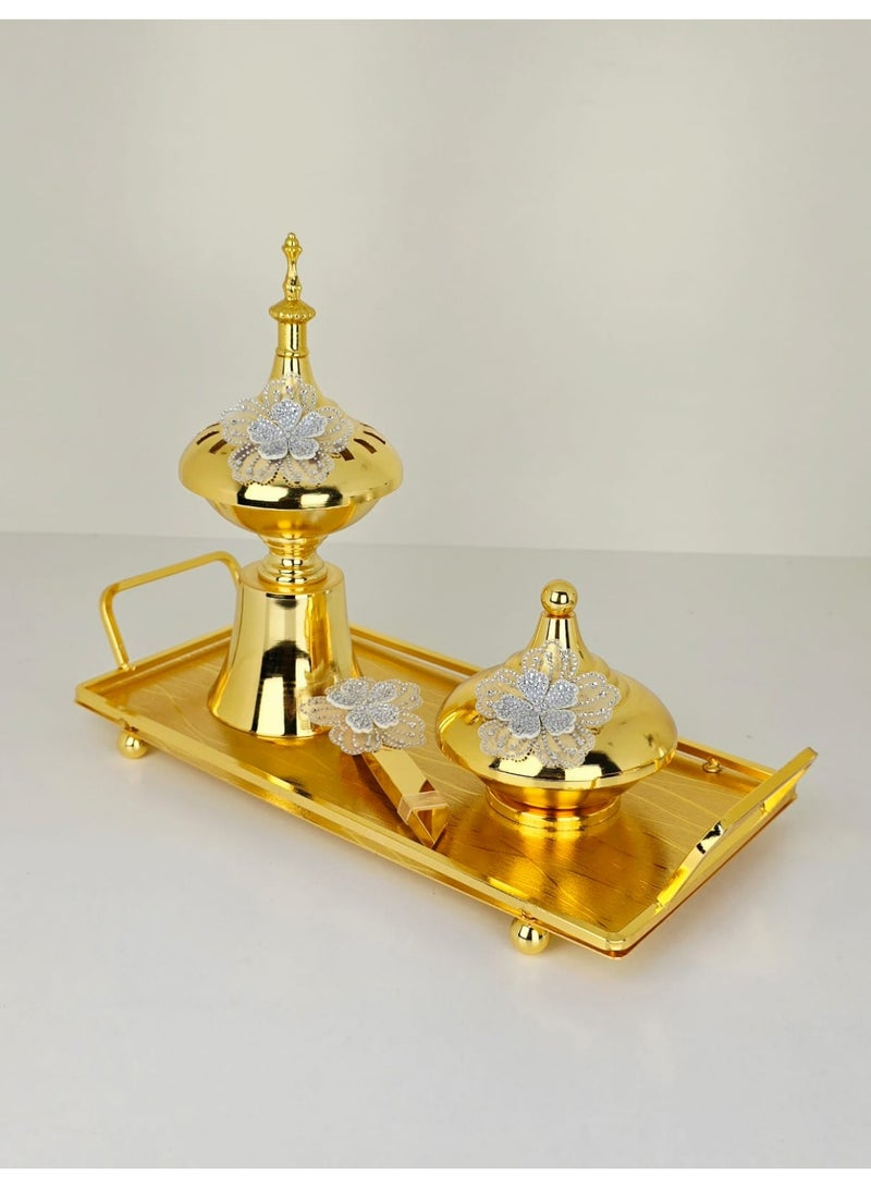 Radin Luxury Incense Bakhoor Burner Set With Serving Tray And Accessories For Home & Hospitality - Image 3